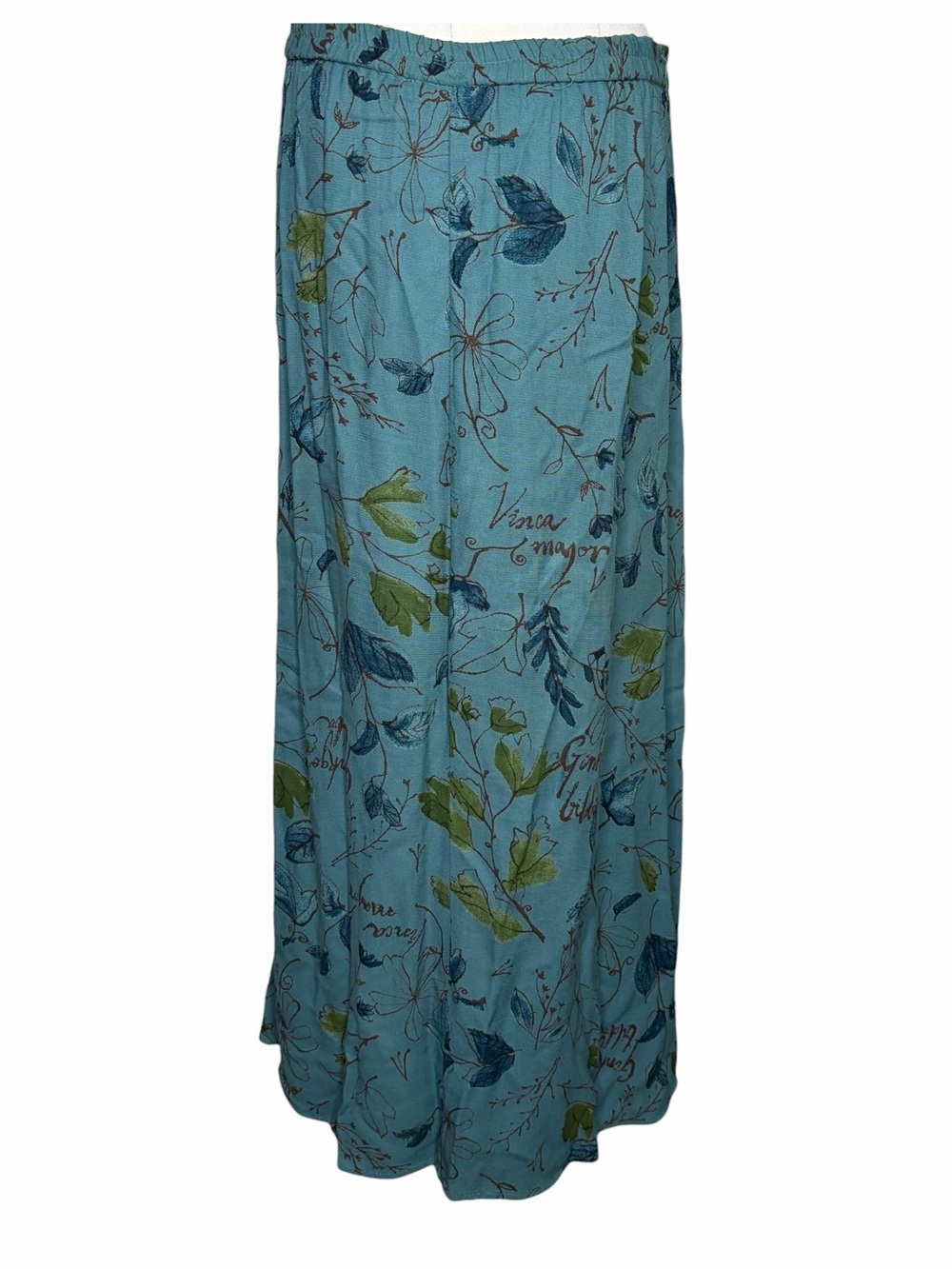 VTG 90s Blue Floral Elastic Maxi Skirt Retro Boho Fairy Size S